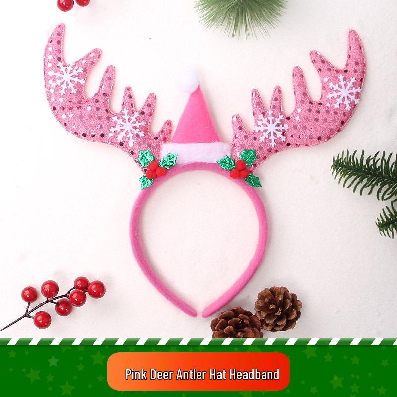 Christmas Deer Antler & Snowman Headband - Festive Party Headdress Gift