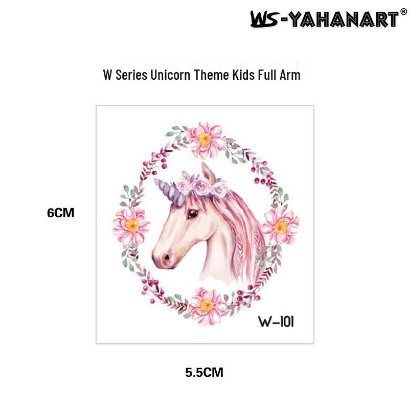 Cartoon Unicorn, Mermaid, Pirate, and Dinosaur Space Water Transfer Tattoo Stickers