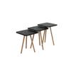 Triple Nesting Coffee Table Wooden Legs Square Design Pine Pattern