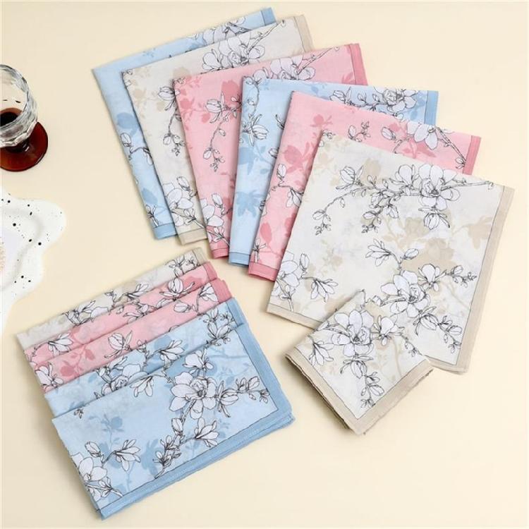 1PC Cotton Women Handkerchief Hanky Kerchiefs Square Printing Flowers Hankies
