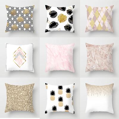 Nordic Pink Marble Geometric Pillowcase Modern Home Sofa Pillow Cushion Cover Soft Decoration