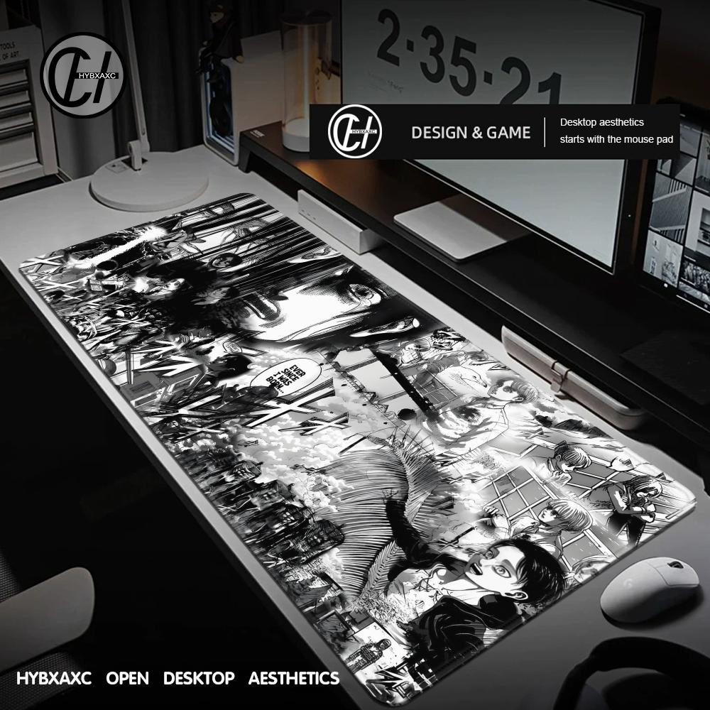 x Black And White Manga Mouse Pad PC Eren Yeager Gamer Cabinet Mousepad Laptop Desk Mat Japan Anime Gaming Keyboard Mat