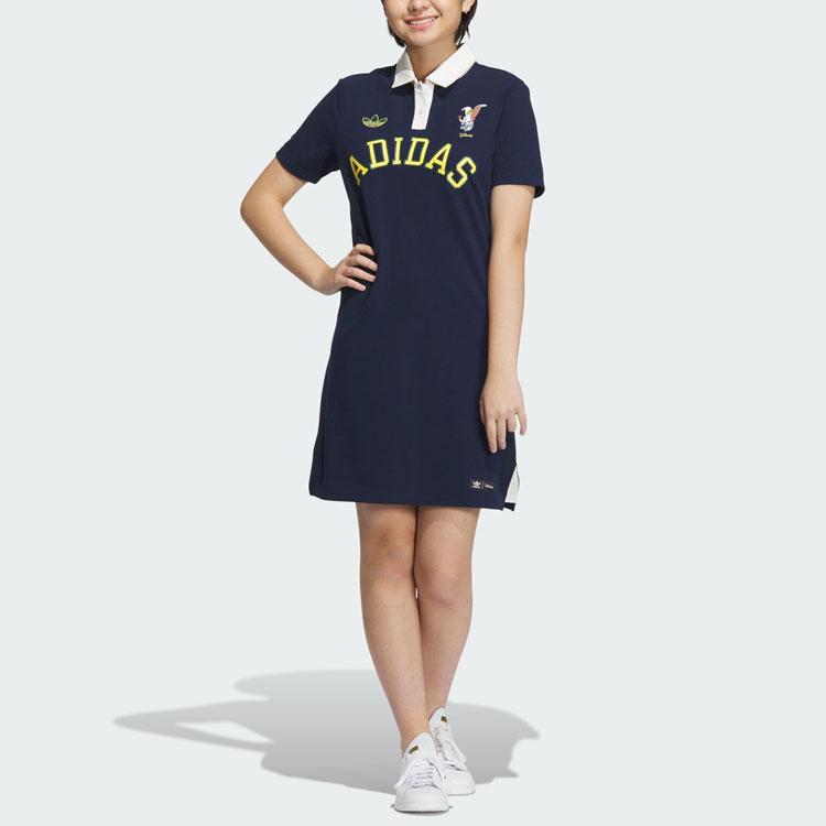 Adidas Originals X Disney Dumbo Graphic Print Polo Dress Women Dresses Navy-Blue IN1057