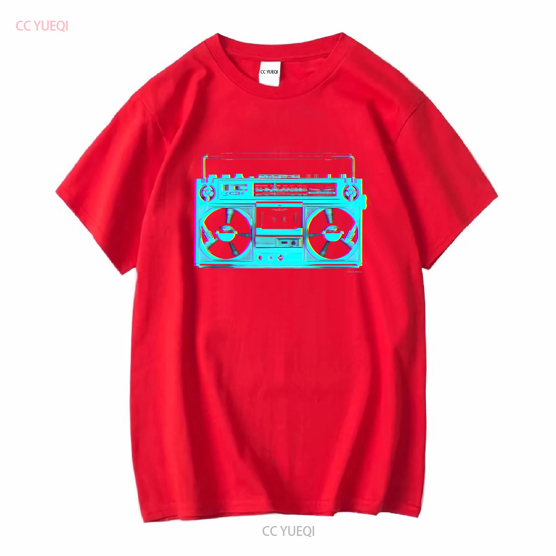 Mens 80s GHETTO BLASTER T Shirt Organic Retro Boombox Hip Hop Music Cassette vintage Washed Stretched graphic homme S