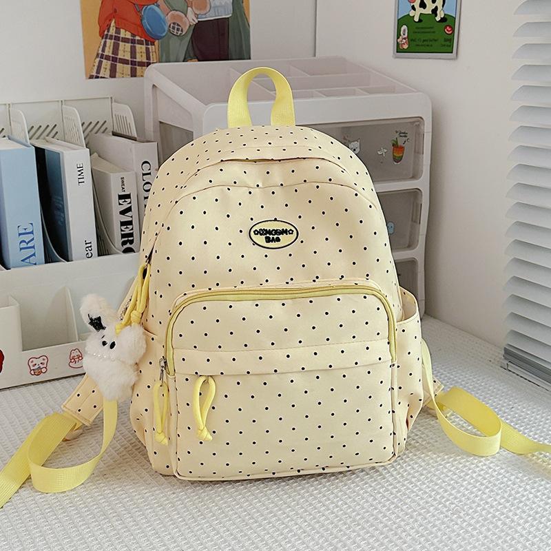 Schoolbag Polka Dot Cute Backpack Japanese ins Simple Versatile Backpack Women's Light Commuter Leisure Travel Student School Bag