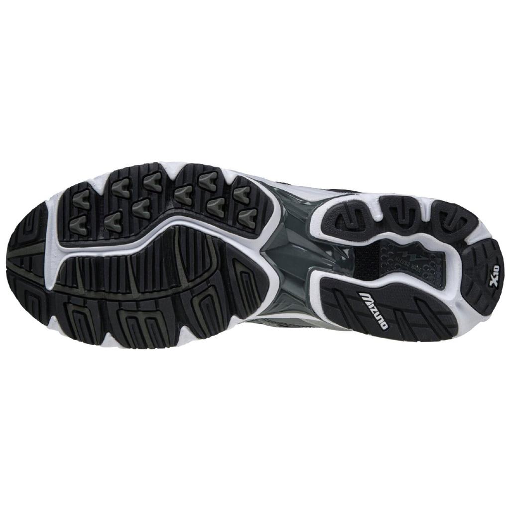 Mizuno Wave Rider 10 Sneakers, White/Black/Silver, Size 26.0 Cm, 2E