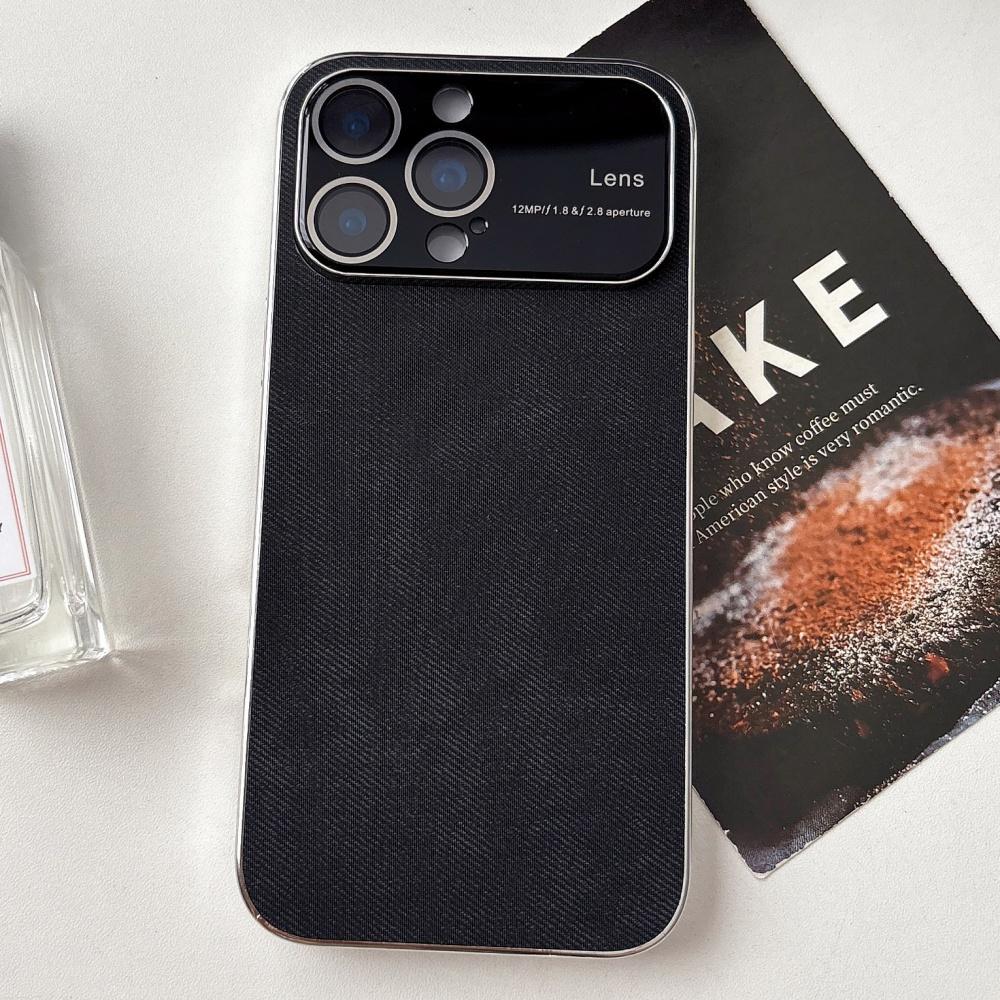 

Retro Vintage Cowboy Fabric Large Window Case For iPhone 17 Air 16 15 14 13 Pro Max Plating Glass Camera Bumper Funda iPhone 16 Pro