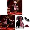 Polyester Halloween Costume For Girls With Clown Mask And Stage Accessories For Kids Halloween Party