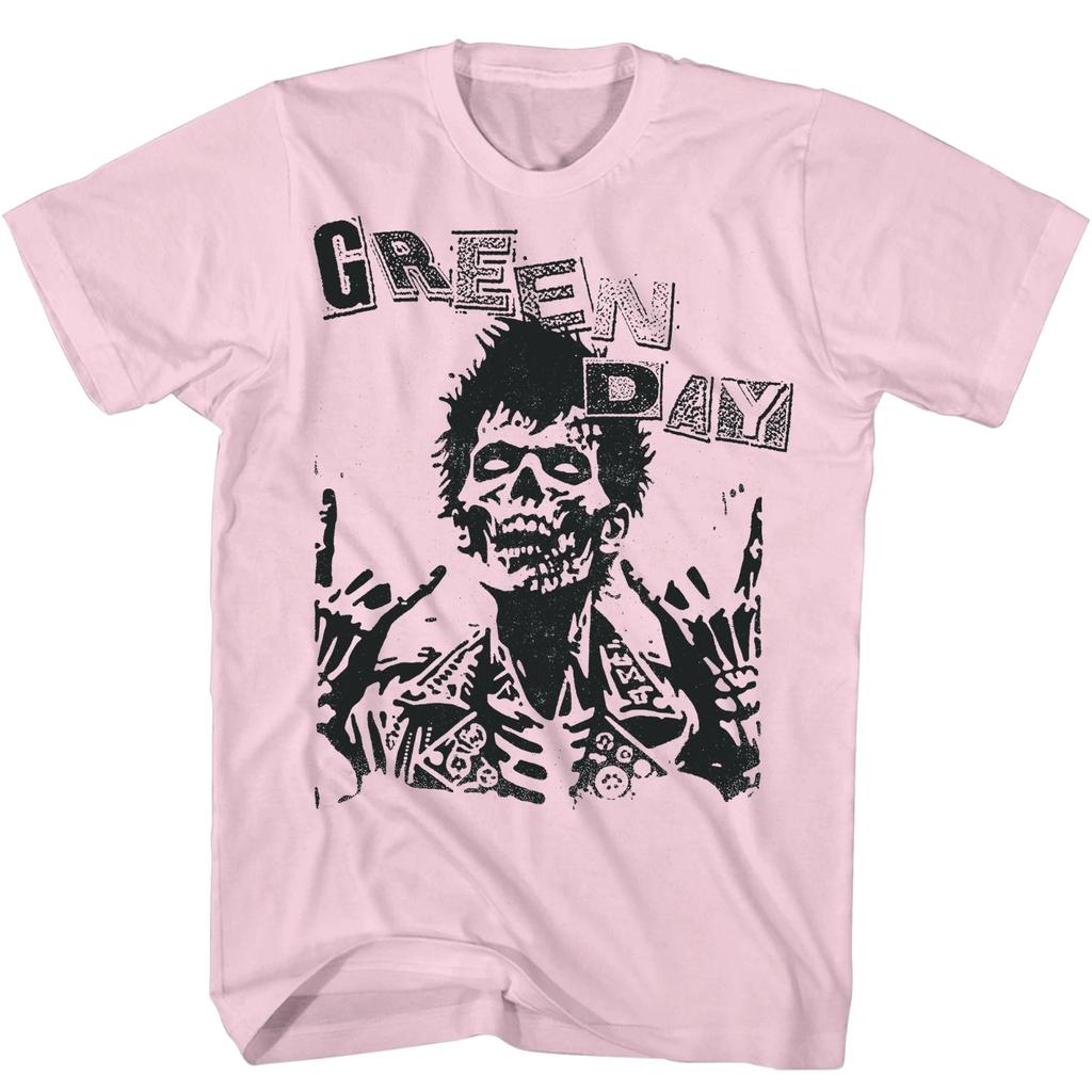 Green Day Billie Joe Zombie T-Shirt Herren Rockmusik Klassisches Band-Tee Neu Pink