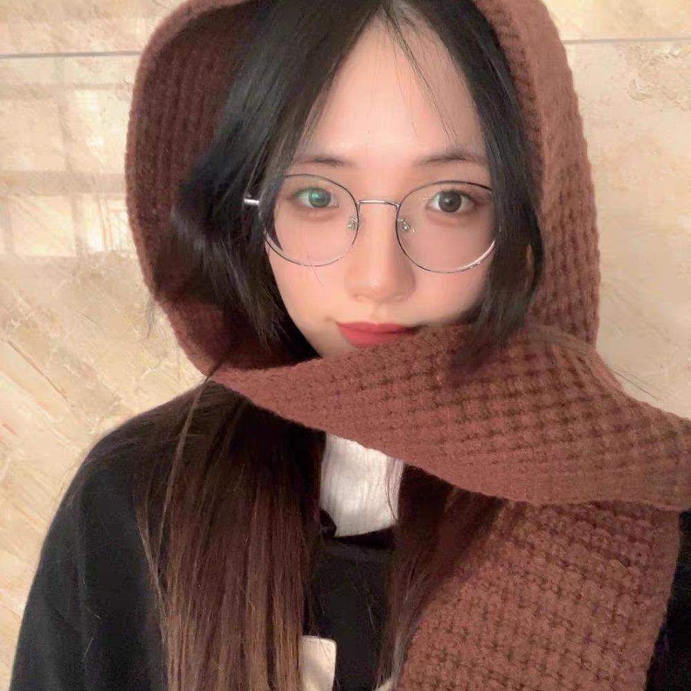 Acrylfasern Gestrickte Kapuzenmützen Dreieckiges Winter-Halstuch Hut Halswärmer Mützen Mützen Arbeit