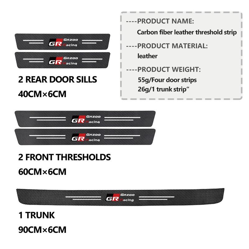 Car Interior Door Sill Strip Carbon Anti-Scratch Protector Sticker For Toyota Crown Land Cruiser RAV4 Camry Yaris Corolla Prius