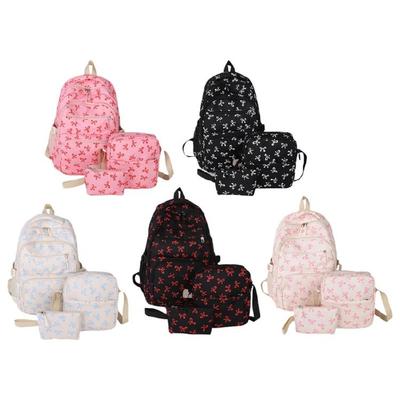 Set de 3 Sacs à Dos Esthétiques pour Fille Sacs à Dos à Nœuds Grande Capacité Sacs à Dos Décontractés Sac à Dos de Voyage Sac d'École pour Étudiant
