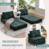 Foldable Sofa Bed with Cushions, Foldable Mattress with Backrest, Comfortable Floor Sofa for Living Room and Bedroom (Dark Green Chenille)