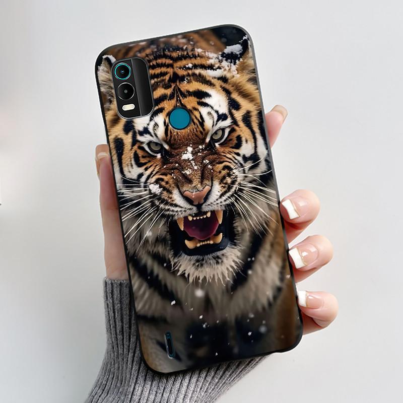 

New Popular Soft Anti-scratch Black Case For Nokia C21 Plus Phone Casing For Nokia C22 Rosy Cloud Printed Pattern Back Casing Nokia C21 Plus