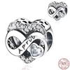 925  Silver January-December Birthday Stone Love Zircon Pendant Bead Fit Charms Necklace Bracelet Women Jewelry DIY Gift