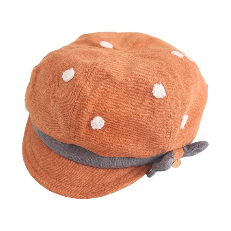 Dětský tečkovaný vzor klasický retro styl dětská čepice batole dívka podzimní mašlička barety klobouk