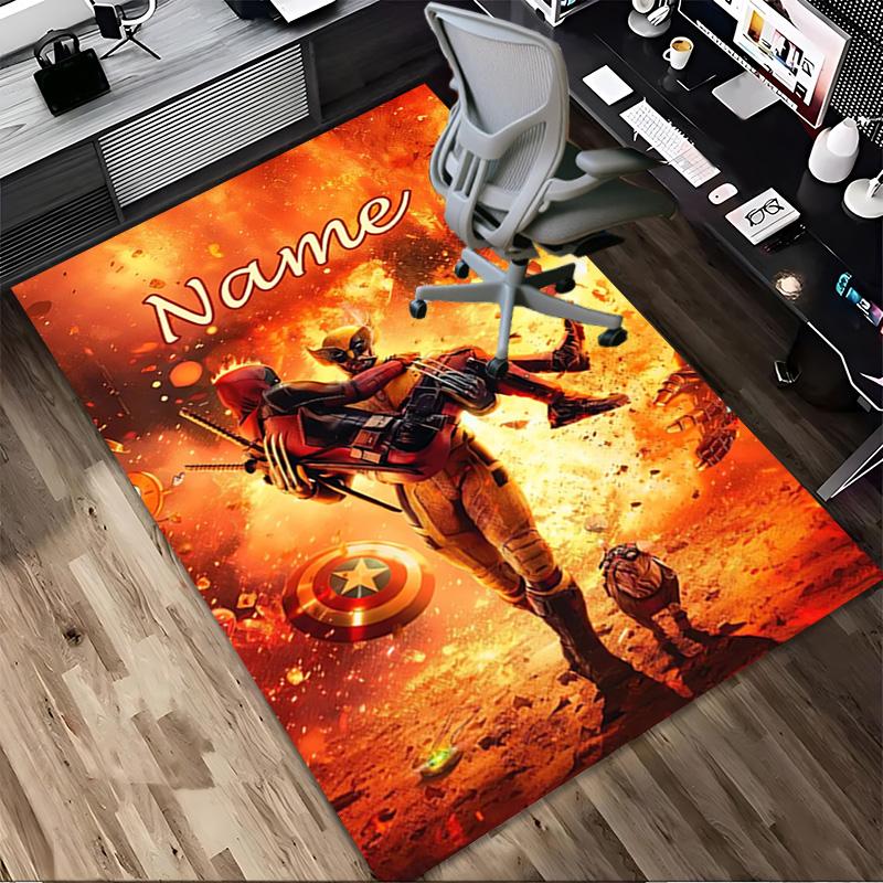 Personalized Name Wolverine Deadpool Living Room Non-Slip Area Rug Soft Carpet for Bedroom Kids Playroom Sofa Office Home Decor Doormat