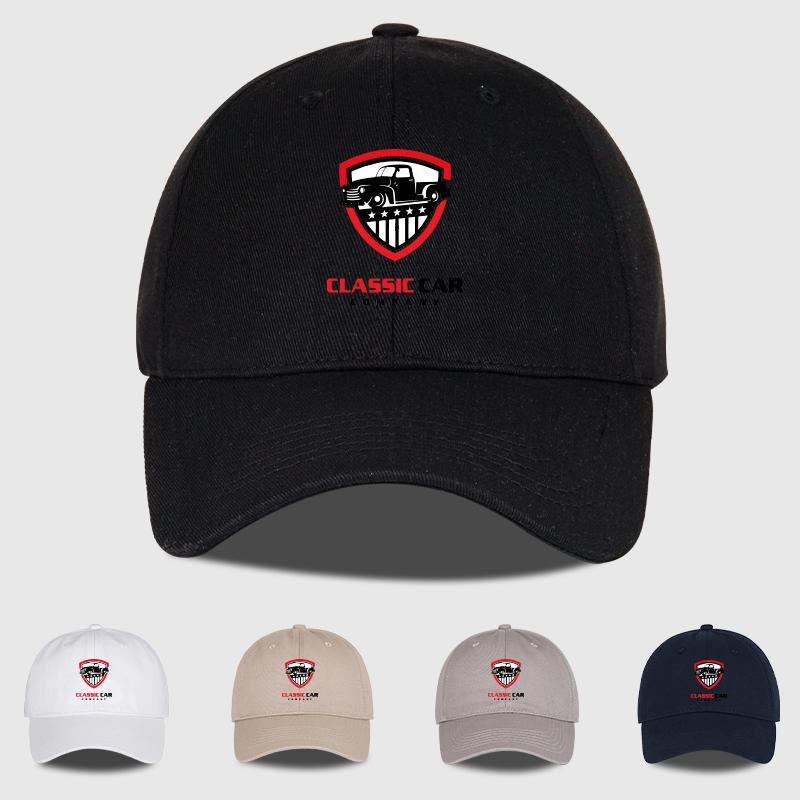 Retro Car Emblem Printed SoftTop Baseball Cap Soft Comfortable Lightweight Breathable Adjustable Vintage Rugged Automotive