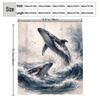 Watercolor Double Whale Breaching Illustration Shower Curtain 1Pc With 12 Hooks For Bathroom Home Decor Polyester 70.8X70.8 Inch