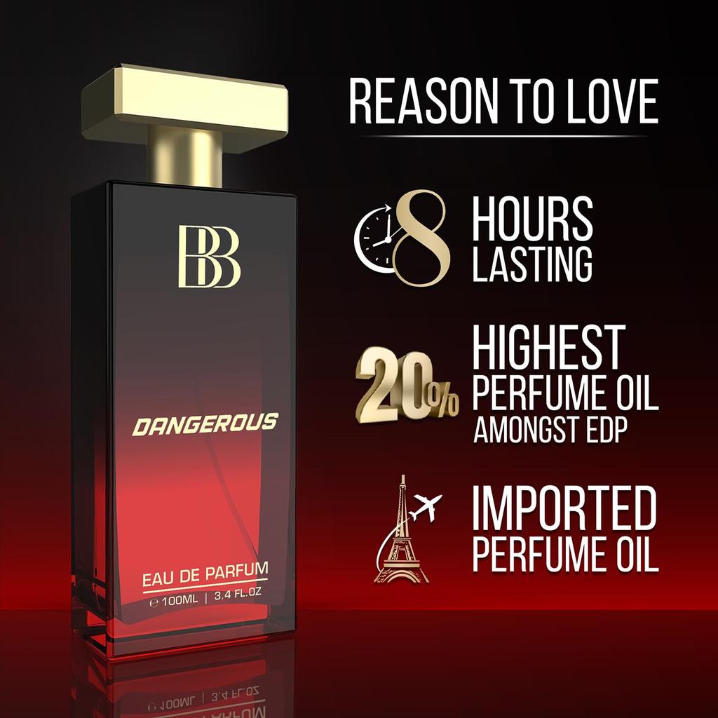 Bergamot Beaute Dangerous Eau De Parfum | Best Perfume for Men with Spicy and Woody Long Lasting Premium Fragrance for Man, EDP 100ml