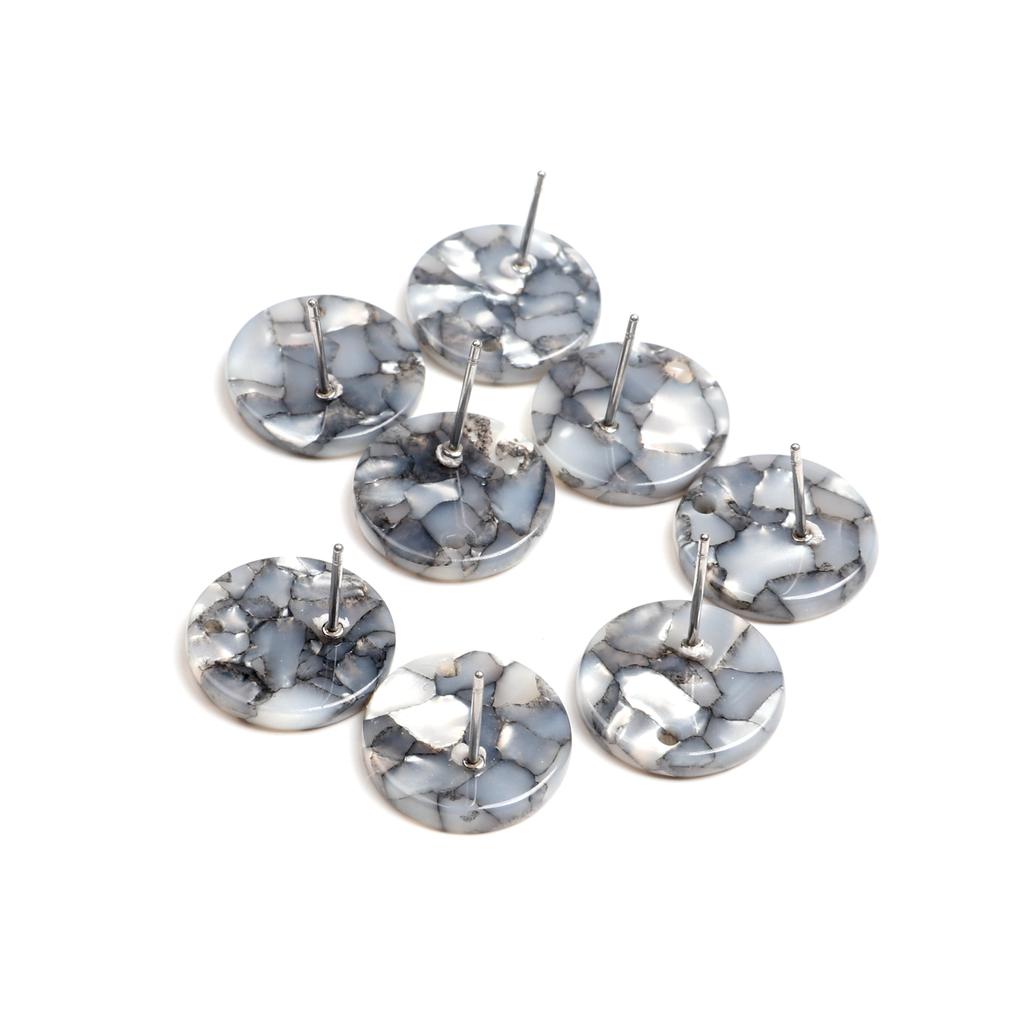 Neue Mode, Schildpatt-Steckohrringe, Acetat-Acryl-Steckohrringe für Damen, Runde Kreisstecker, Boho, Ohrring-Komponenten, 15mm