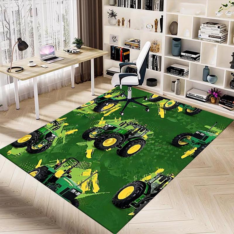 1PC Tractor Green Non-Slip Floor Carpet Compatible for Office&Living Room&Bedroom&Dining room - Flat- Soft & Pattern, Vibrant Colors-W245