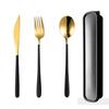 3 Pcs Set of Box Spoon Fork Knife Portable Tableware Dinner Set Black Box Western Portable Cutlery Set Dining Spoon Table Set