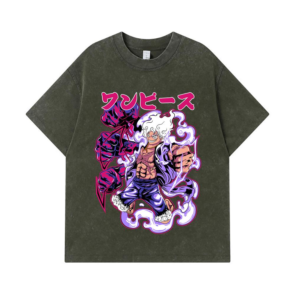

275 GSM Washed T-shirts 100% Cotton One Piece V28 Nika Print Unisex Heavy Cotton T Shirt S армия зеленый