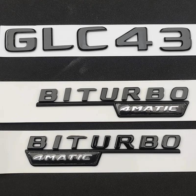 Applicable To Mercedes-Benz ABS Black Car Trunk Badge Sticker Logo GLC 43 Biturbo 4Matic Logo GLC43 Accessories