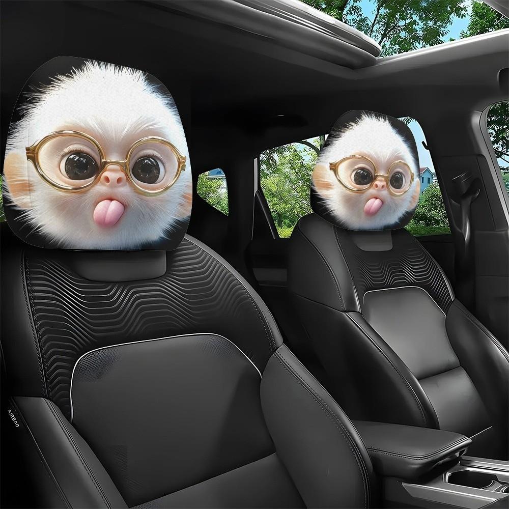1 pair Soft Car Headrest Covers Print Seat Headrest Protector  Vehicle Seat Decoration