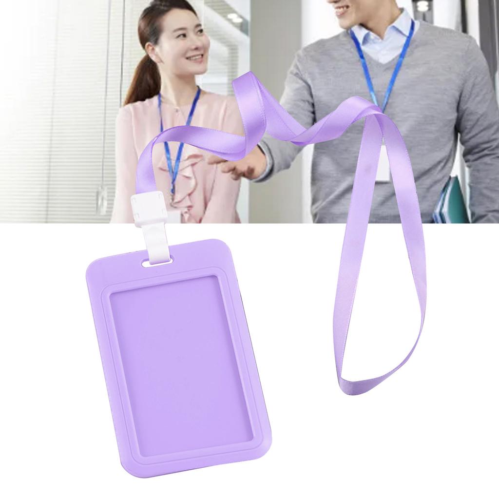 Badge Holder Bright Color Thick Sturdy ABS Rounded Corner Waterproof Bus Card Holder with Lanyard for Company School