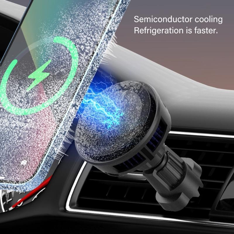 15W Fast Charging Phone Mount Support Rack Holder with Semiconductor Cooling System and Colorful Lighting for Smartphone