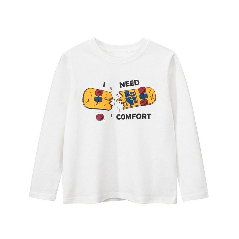 Spring and Autumn round Neck Long Sleeve Top Undershirt Children s Clothing Beige 130