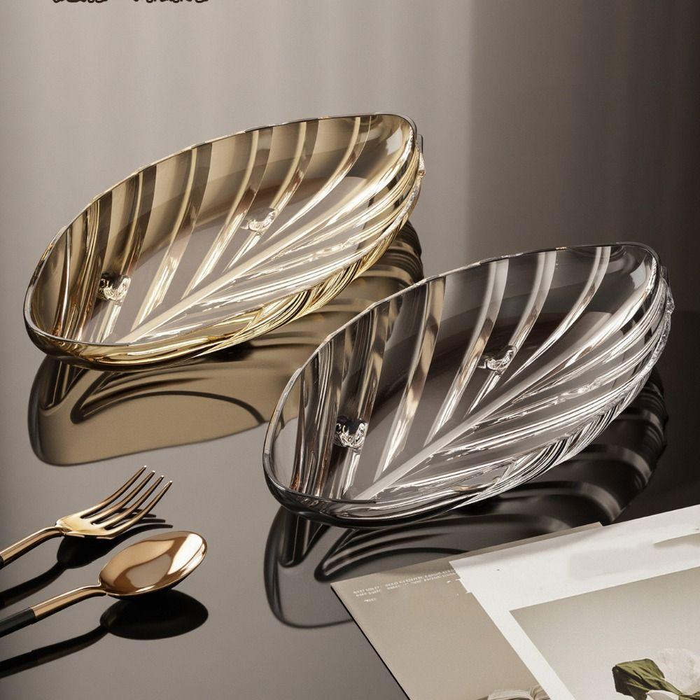 Thickened Leaf Shape Snack Serving Dish Transparent Fruit Plate Durable Food Platter  Dinning Table