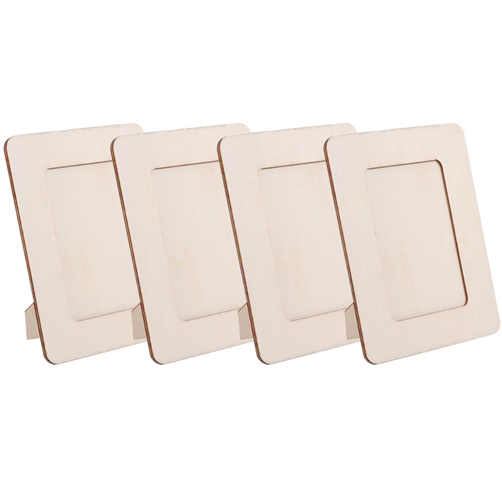 

4 шт. Рамки для проектов Настольная фоторамка для DIY Деревянная картинка для поделок Детская Неокрашенная 16.6x12.2cm