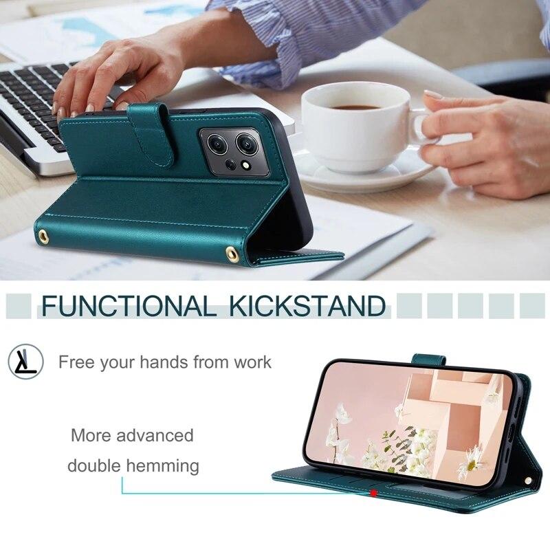 Fashion Checkered  Hand Strap Leather Case Bag for Xiaomi 13T Redmi Note12 Pro Note11Pro 10 9 8 Pro 12c 13c Card Slots Wallet Protection Case