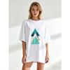 Oversized T Shirt Black Geometric Triangle Print Casual Wear For Women