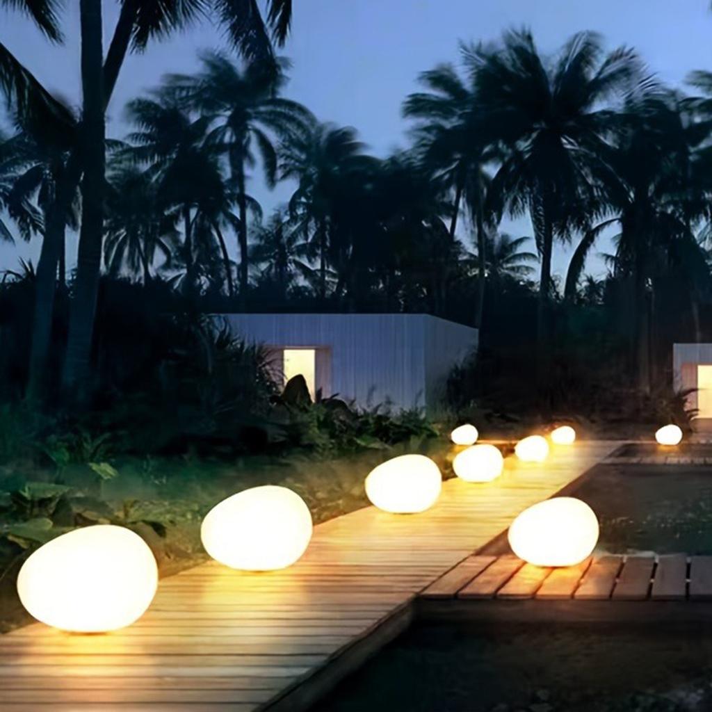 1Pcs Solar-Powered Pebble Garden Decorative Lights, Warm/White Light, Outdoor Patio Walkway Garden Decorations