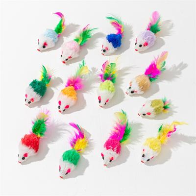 10 Piezas de Felpa Suave Ratón Falso Juguetes para Gatos Pluma Colorida Juguetes Divertidos para Jugar para Gatos Gatitos Bola Interactiva Juguete para Gatos Hierba Gatera