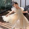Dress Girls Princess Birthday Party Bow Summer Skirt Baby Girl's Bubble Sleeve Mesh Sequin Sweet Cute