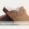 Fashion Smile Women's Suede Clogs Fur Lined Warm Cork Sole Winter Womens Fashion Fuzzy Mules With Adjustable Buckle Slip On Potato Shoes