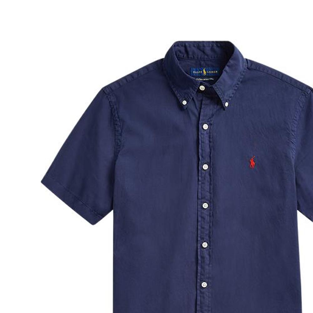 Polo Ralph Lauren FW22 Logo Print Straight Shirt Men Shirts Blue MNPOWOV1N810114-B82