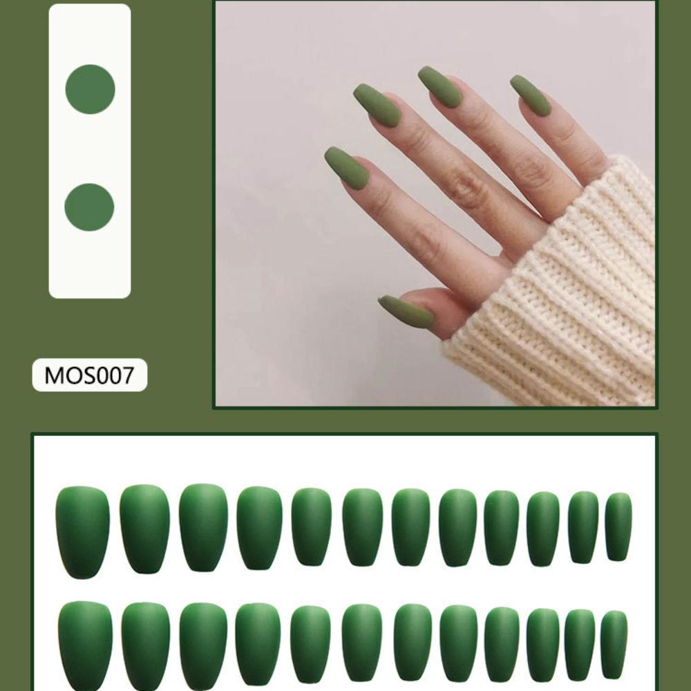 

Искусственные ногти Европейские и американские матовые зеленые носимые маникюрные патчи для ногтей