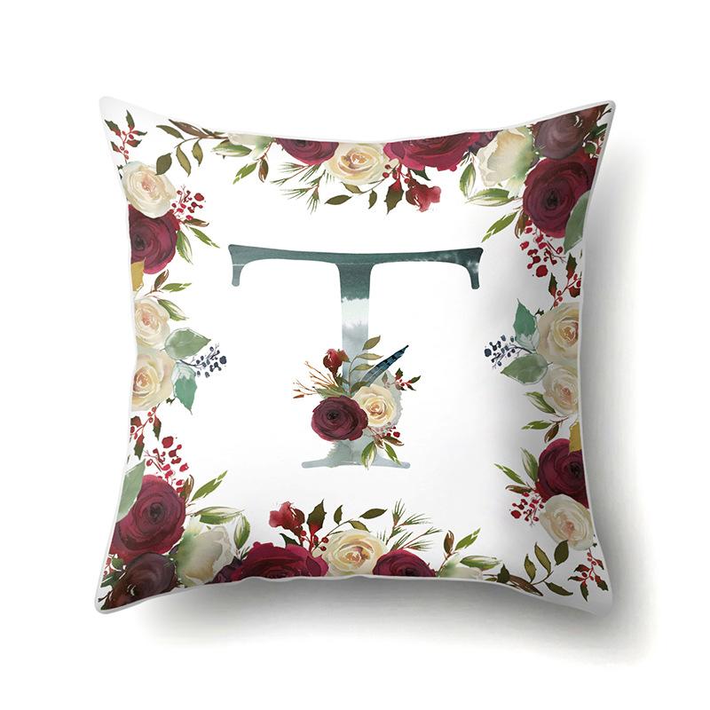 Polyester Pillowcase American Retro Flower Plant 26 English Letter Cushion Cover Car Pillowcase