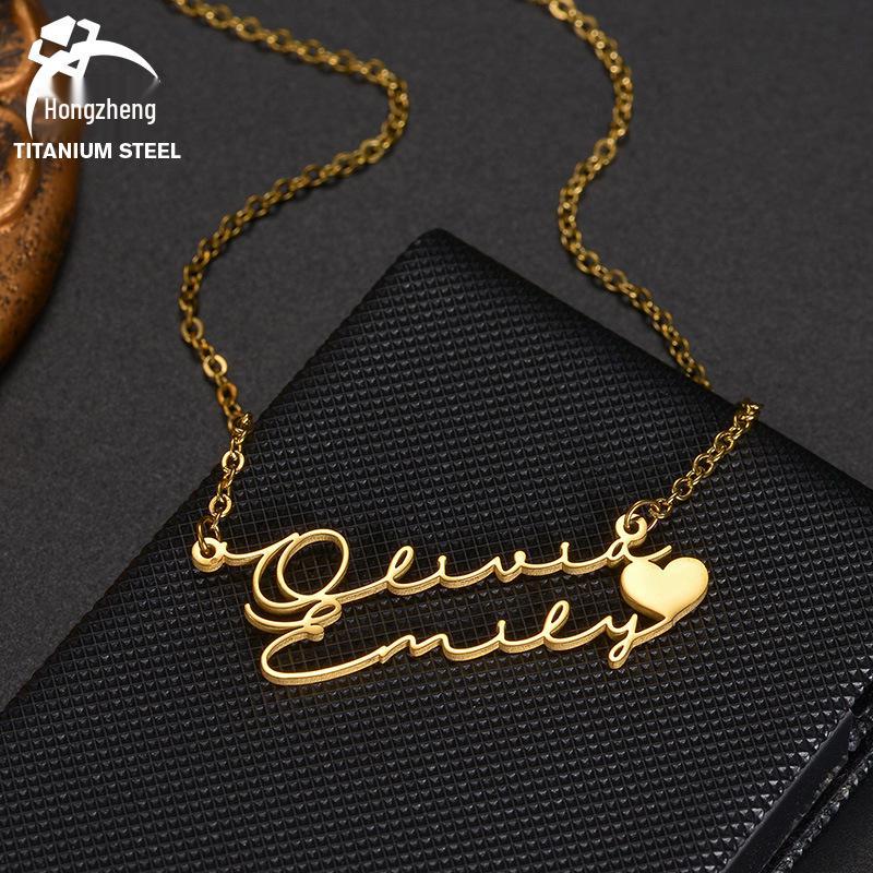 Personalized Stainless Steel Handwritten-Style Name Necklace for Women - Custom Christmas Gift