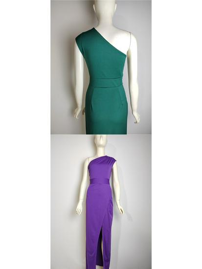 One-Shoulder High-Waist Slit Dress