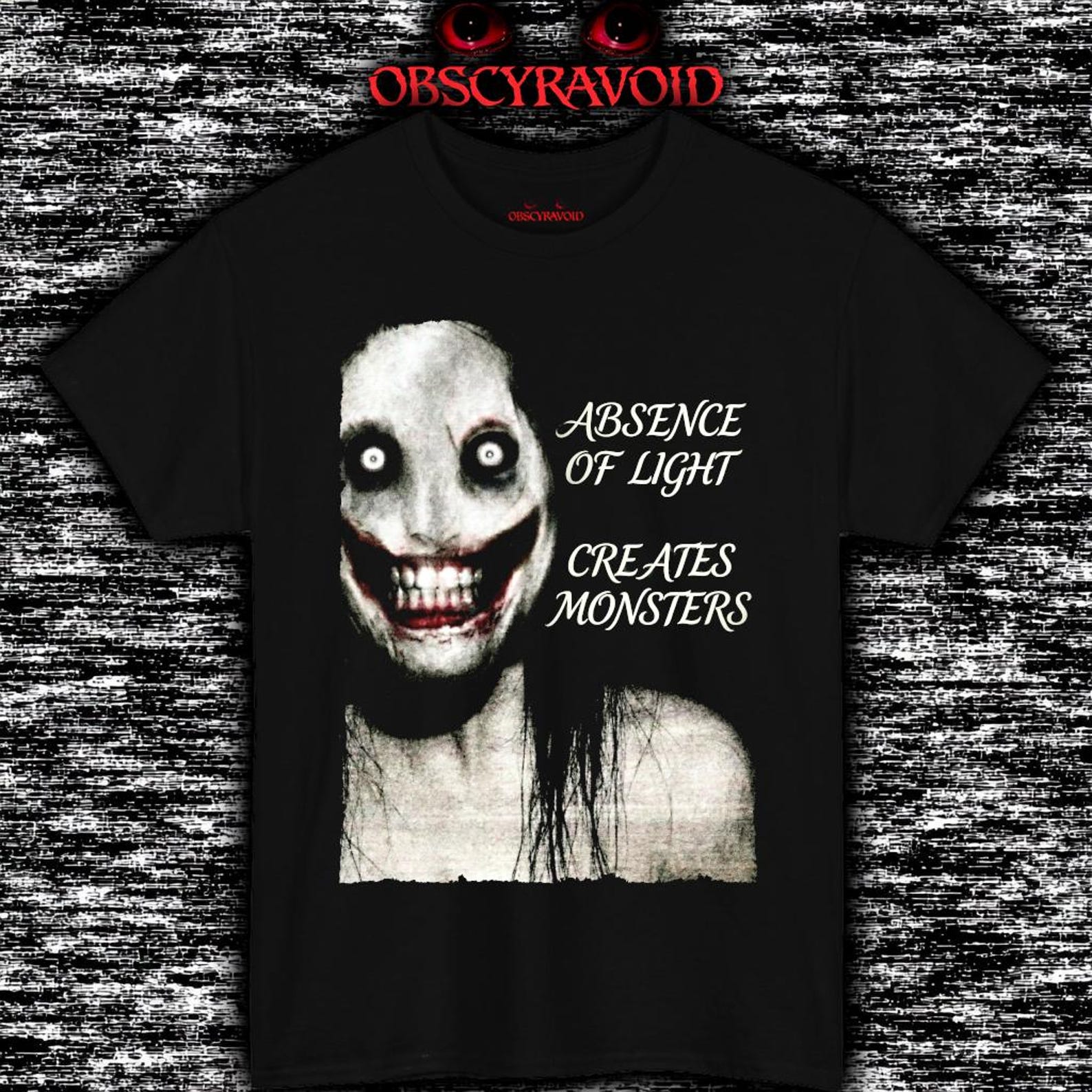 Absence of Light Creates Monsters T-Shirt Analog Horror Tee, Creepy Face Shirt 4XL
