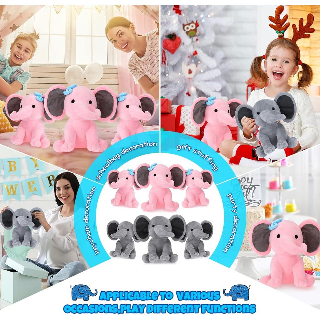 Gray Elephant Stuffed Animals Toy Kawaii Pink Elephant Plush Toys for Baby Boys Girls Plush Toys Halloween Christmas Gifts