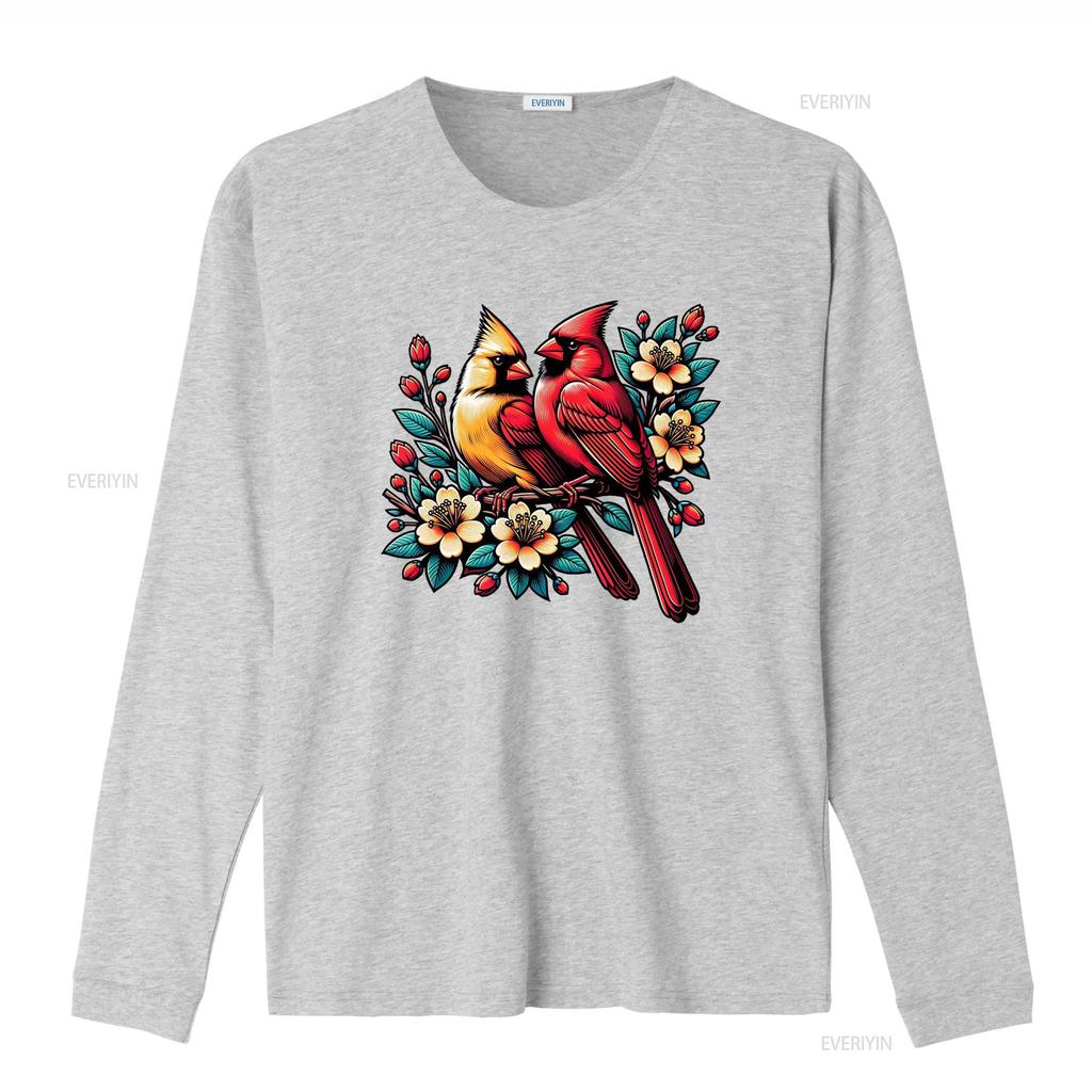 Adorable Red Cardinal Pair on Blooming Branch Spring Lovers T Shirt vintage Washed Comfortable designer clothes Slightly