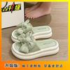 Bow Internet celebrity wearing versatile platform slippers 2025 new fairy style muffin non-slip beach sandals